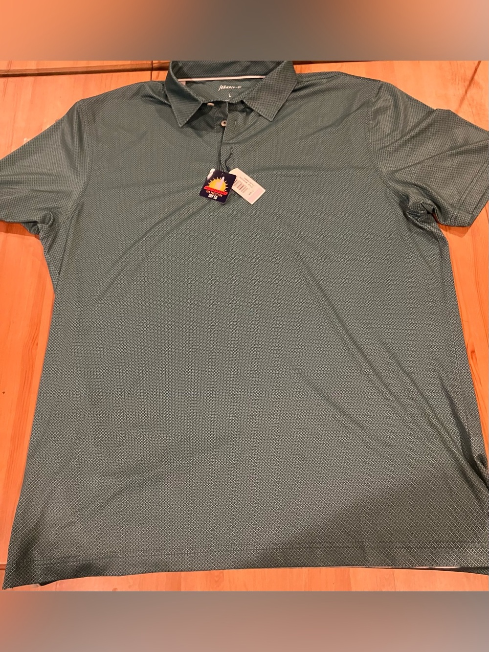 NEW Johnie-O Men's Green Golf Polo Shirt Size Large UPF 50 Sunscreen